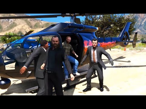 GTA 5 - 임무 #74 - 큰 거 한방(The Big Score) 루트 B 피날레 - 헬리콥터로 들어올리기 Gold ...