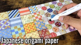 【千代紙】100均のデザインペーパーの活用方法/イラストの描き方🌻 【Japanese origami paper/イラストメイキング】