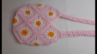 How to crochet granny square tote bag easily