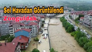 Zonguldak'taki sel havadan görüntülendi- Devrek ilçesi savaş alanına döndü