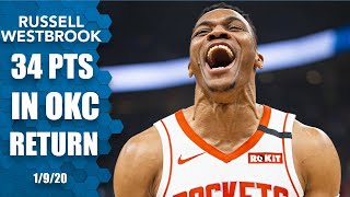 Russell Westbrook gets standing ovation, drops 34 points in return to OKC | 2019-20 NBA Highlights