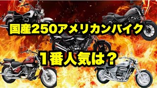 国産アメリカン250で1番人気は何！？ドラスタ？レブル？マグナ？