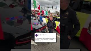 🚨 Anti-deportation protestors surround police officer at Salem, Oregon protest.