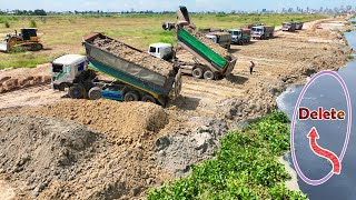 Amazing Big Power Dozer SHANTUI DH17 C3 \u0026  25T Dump TruckMoving Dirt to Widen the Road