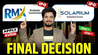 Solarium Green IPO \u0026 Readymix Construction IPO Final Decision || Apply or Avoid || Latest GMP