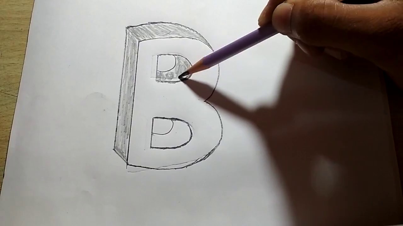 How To 3D Draw Letter B - YouTube