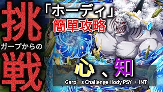 心﹑知属性編成 簡單攻略｜ガープからの挑戦! ホーディ ★10｜Easy Garp’s Challenge Hody PSY ・ INT｜トレクル OPTC｜葉雨