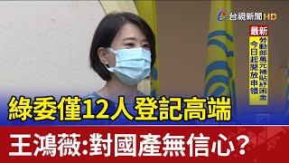 綠委僅12人登記高端 王鴻薇：對國產無信心？