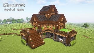 Minecraft: How to Build a dark Oak and Spruce Survival House 【tutorial】