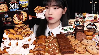 CHOCOLATE DESSERT🍫칙촉 시크릿 케이크 브라우니 디저뜨와 더블초코 카스타드 초코디저트 먹방 CHOCOLATE CHIP CAKE MUKBANG ASMR