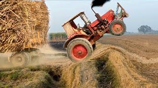 TRACTORS STUNTS || BELARUS 510 TRACTOR 🚜 || GREAT TRACTOR HIGH LOAD TRAILER PULLING FAIL