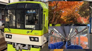 【叡山電車きらら号】青もみじきらら号　鞍馬駅から八瀬比叡山口駅まで旅します。青もみじきらら号の車内から、もみじのトンネルをはじめ、紅葉の車窓をお届けします。