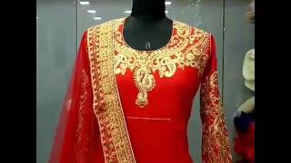 Designer Red color gown style salwar suit - eid collection