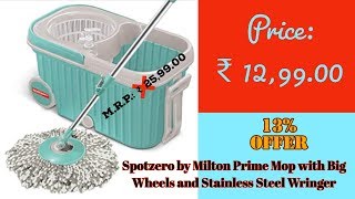 Spotzero by Milton Prime Mop with Big Wheels and Stainless Steel Wringer (2 refills)