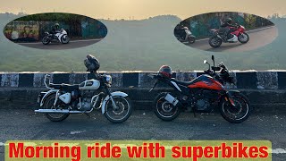 Morning ride to lonavala with more the 50 superbikes around 🔥😱🔥| ktm 390 adventure #superbike #ktm