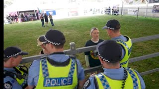 SIGH.... Vegan Booty Locks Into A Bull Ring. Police Arrest Her One Again