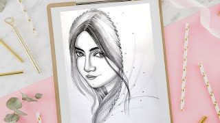 How to Draw a Beautiful Traditional Simple girl very easy | Girl Drawing | Pencil Drawing