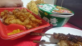 【めし日記】海老天丼✖かき揚げ蕎麦✖天ぷら✖焼鳥❗ワンコインディナー食べてみた❗