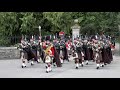 4 SCOTS Pipes & Drums lead Balaklava Company the Royal guard out of Balmoral Estate in August 2023