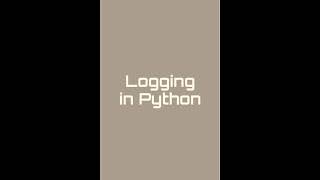Python #3 logging usage | import logging