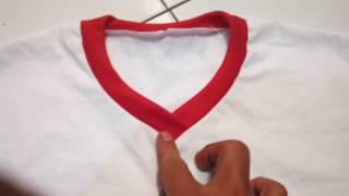 How to sew a V neck t-shirt 2 . Cara membuat kaos leher V 2