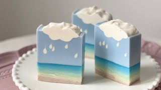 蔚藍海洋沙灘手工皂製作過程~好像去海邊！💦 Cold Process Soap 【Xinsoap】