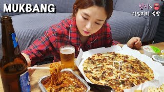 리얼먹방:) 피맥으로 혼술하기★ (ft.피자헛 메가클래식,카스)ㅣCool beer \u0026 pizzaㅣREAL SOUNDㅣASMR MUKBANGㅣEATING SHOWㅣ