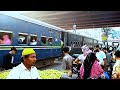 narayanganj local train through passing jurain rail gate with locomotive meh14 2508