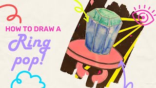 How to draw and paint a ring pop for kids