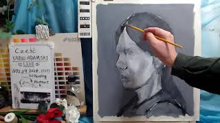 Oil painting  portrait day 1 op1370-1  [LIVE]--  "Contemporary art"