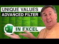 Excel - Unique Values with Advanced Filter & 3 Other Ways - Episode 2045