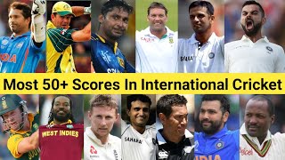 Most Fifty Plus Scores In International Cricket 🏏 Top 25 Batsman 🤓 #shorts #viratkohli #rahuldravid