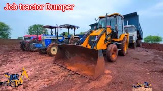 JCB 3dx Backhoe Machine Loading Red Mud in TATA Tippers and eicher tractor and New Swaraj