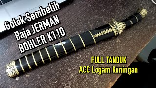 Golok CIBATU Premium Cantik Full Tanduk Pisau Sembelih BAJA JERMAN Bohler K110 Asli Sangat Tajam