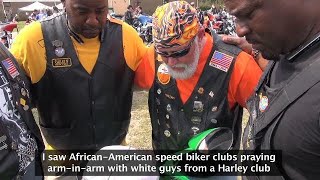 Black and white biker clubs unite in hugs, prayers in deep South