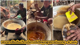 តោះមកមើលដំណើរការនៃការផលិតស្ករត្នោតរបស់លោកពូ - handmade cambodia palm sugar | Mr benly