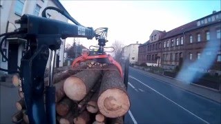 Multicar M25 VW Motor Holztransport mit Anhänger Holzgreifer Obermeier Finn Rotator