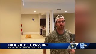 Brewers infielder Jedd Gyorko passing time with trick shots