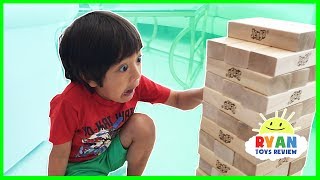 GIANT JENGA CHALLENGE! Parent vs Kid Family Fun Game for Kids