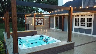 Incredible Deck With Built in Hot Tub -  Backyard Makeover Time Lapse