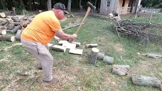 Hand Split Pig Nut Hickory Firewood With A Vintage Mual