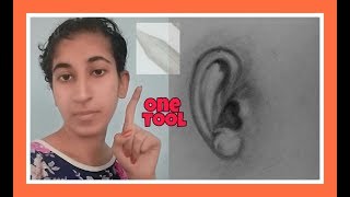 how to draw an ear using blending stump(only 1 tool)step by step/easy /simple