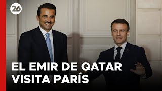 El Emir de Qatar visita París pensando en un alto el fuego en Gaza