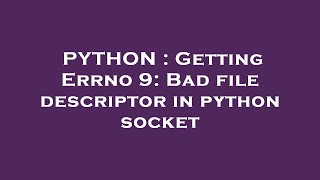 PYTHON : Getting Errno 9: Bad file descriptor in python socket