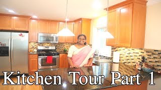 அமெரிக்காவில் எங்கள் வீட்டு சமையலறை |  USA house kitchen Tour in Tamil | Part 1