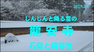 しんしんと降る雪の龍安寺、Ryoan-ji Temple with snow falling silently