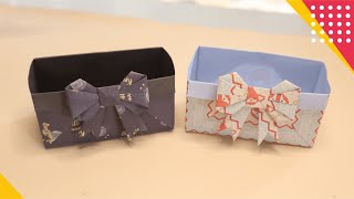 MEMBUAT BOX PITA DARI KERTAS ORIGAMI, UNIK BANGET! -  How to make box paper easy tutorial