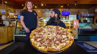 WIN $100 CASH IF YOU CAN FINISH THIS PIZZA CHALLENGE IN MAINE! | BeardMeatsFood
