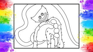 Huggy Wuggy Coloring Pages | Mommy Long Legs Holds Huggy Wuggy Coloring | Elektronomia - Fire