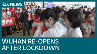 Wuhan residents leave home for the first time in 70 days as coronavirus lockdown lifted | ITV News